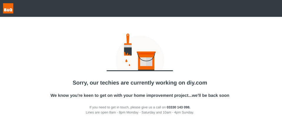  A message on the B&Q website this morning