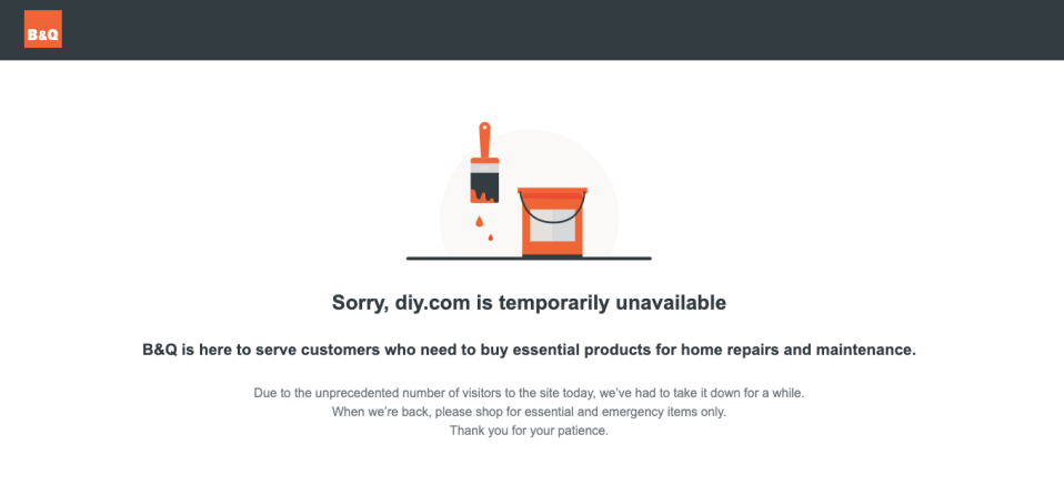 B&Q has temporarily taken down its website due to high demand