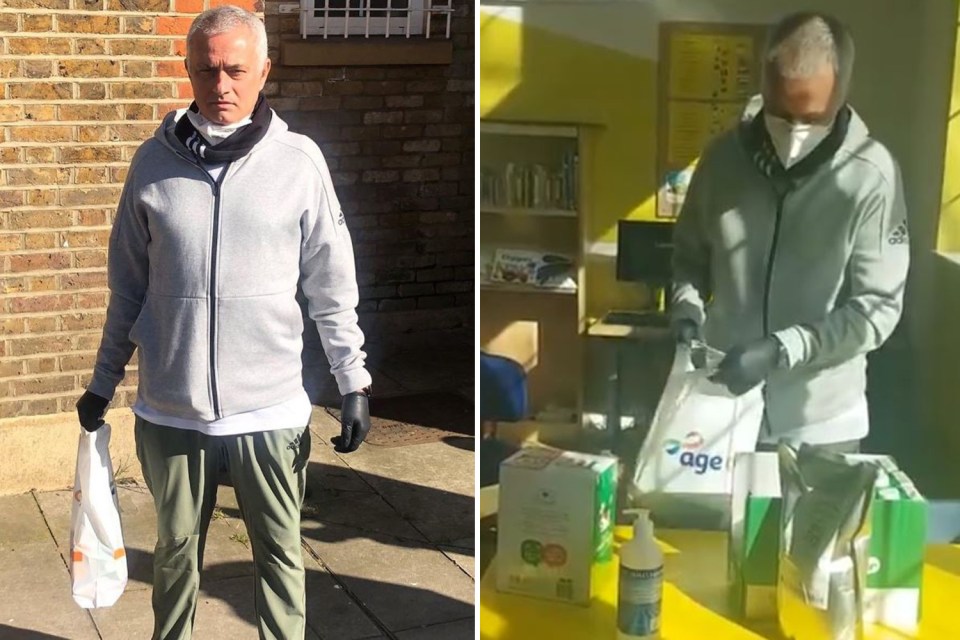 Mourinho was in Enfield, North London, putting together essential care packages for those stuck at home