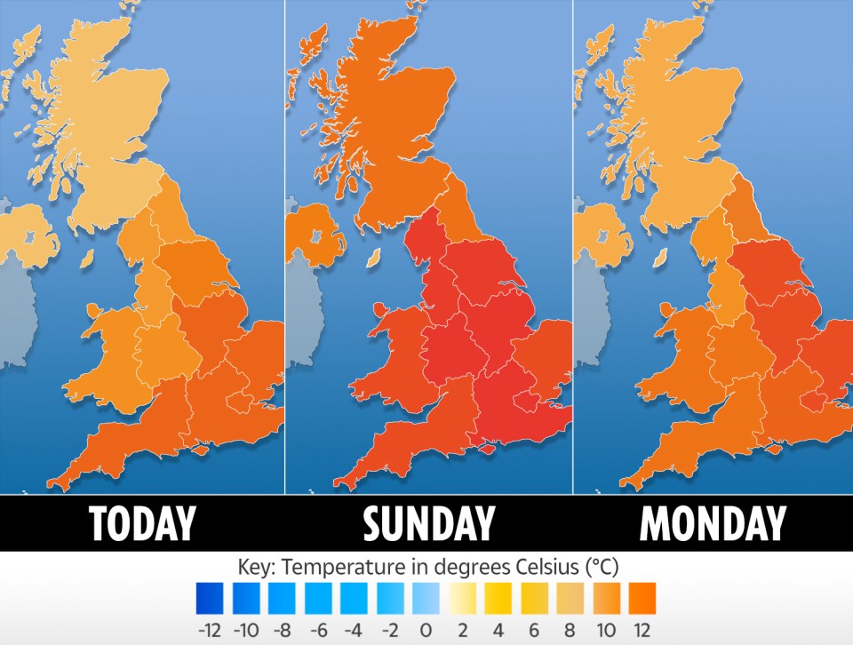 The weather will be beautiful, with highs of 20C on Sunday – but Brits have been urged to stay indoors