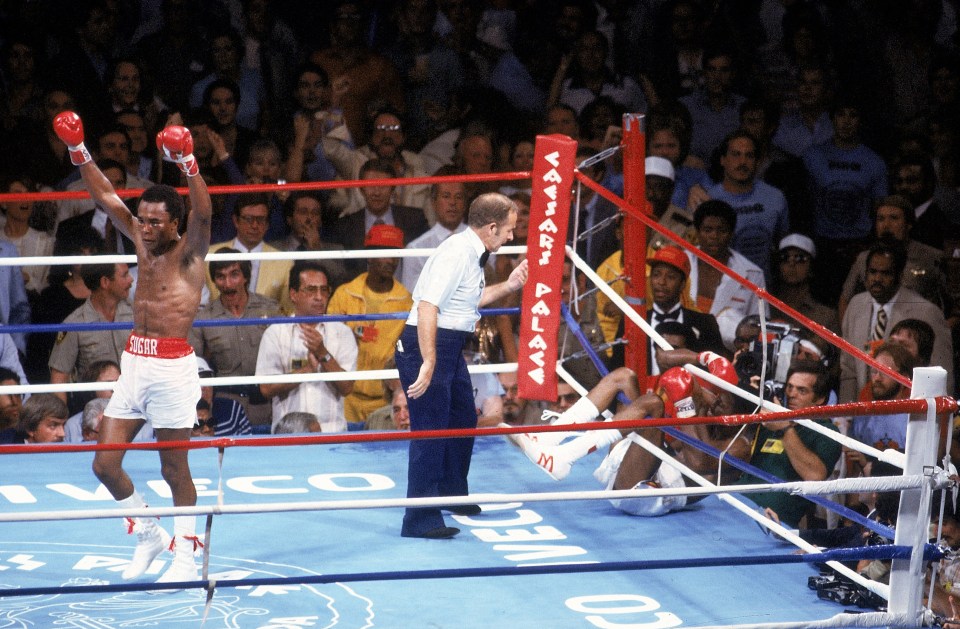  Sugar Ray Leonard came from behind to dramatically stop Thomas Hearns