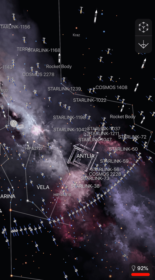 Starlink probes appear in stargazing apps like Night Sky