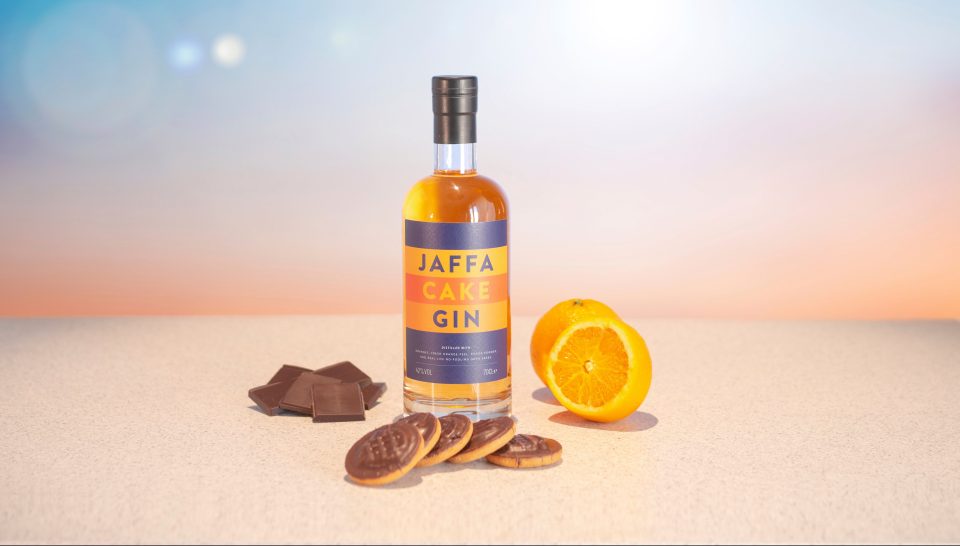  Jaffa Cake Gin is distilled with oranges, fresh orange peel, cocoa powder and real-life Jaffa Cakes