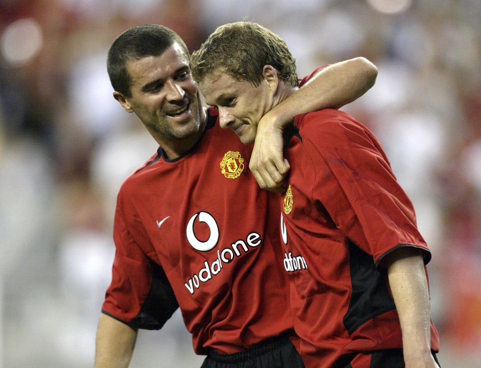  Solskjaer (pictured here with Keane) played many games with Beckham