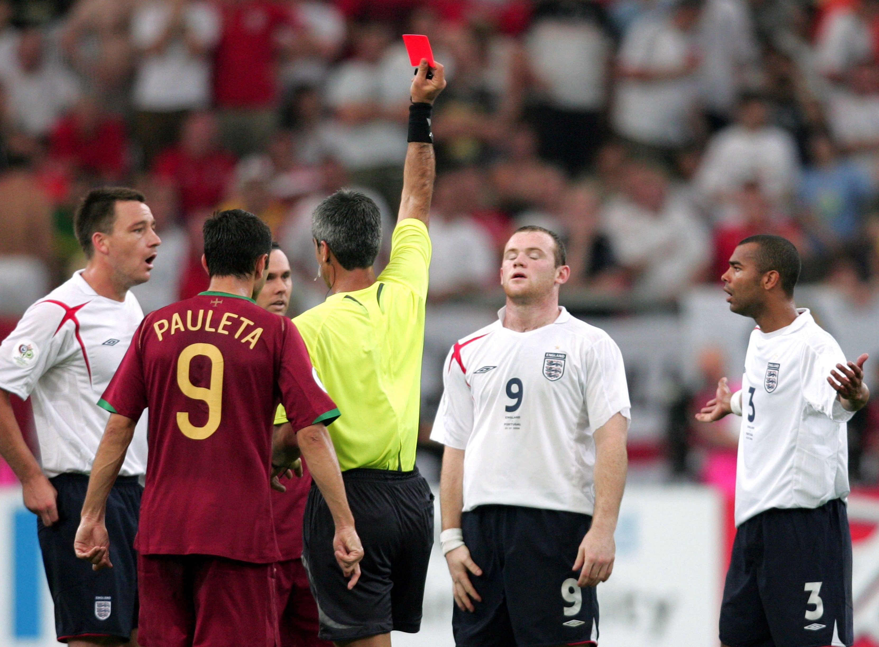 Rooney sees red during the 2006 World Cup quarter-final