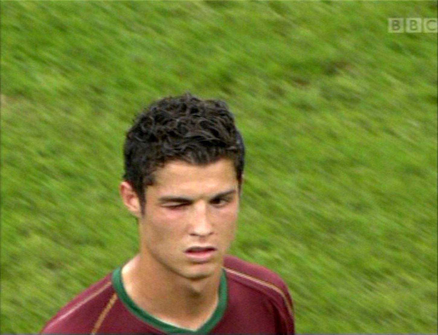 TV cameras caught Ronaldo winking after Rooney's red card