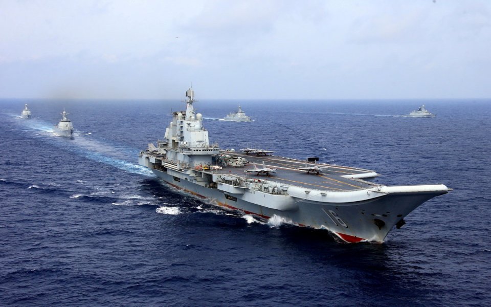  China's aircraft carrier Liaoning with its support group