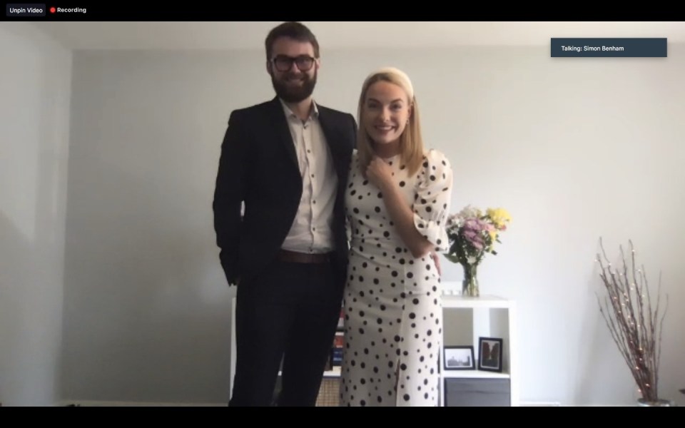 Ben Jackson and Sophie Austin, from Croydon, tied the knot on Zoom on Saturday after their dream day was cancelled