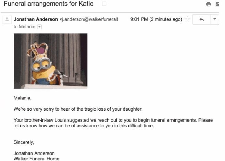  Extremely serious emails ended up accidentally having minions in them thanks to a Gmail feature that went off the rails