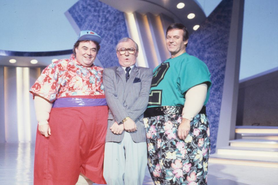  Large and Little in a 'fat boys' sketch with disc jockey Tony Blackburn