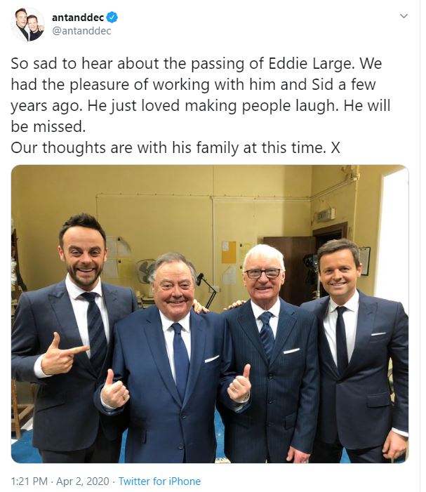  Ant and Dec were among the celebs that paid tribute to Eddie