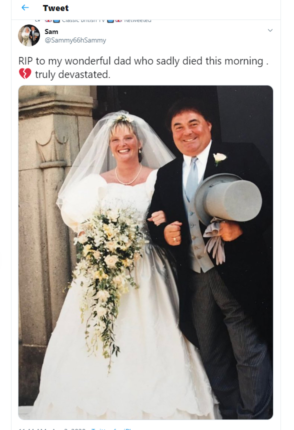  Eddie's daughter Samantha from his first marriage to Sandra Bigwood paid tribute on Twitter