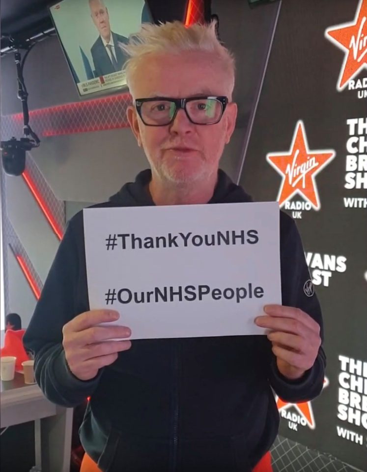  Chris Evans has shared his message of support for the NHS and urges others to do the same