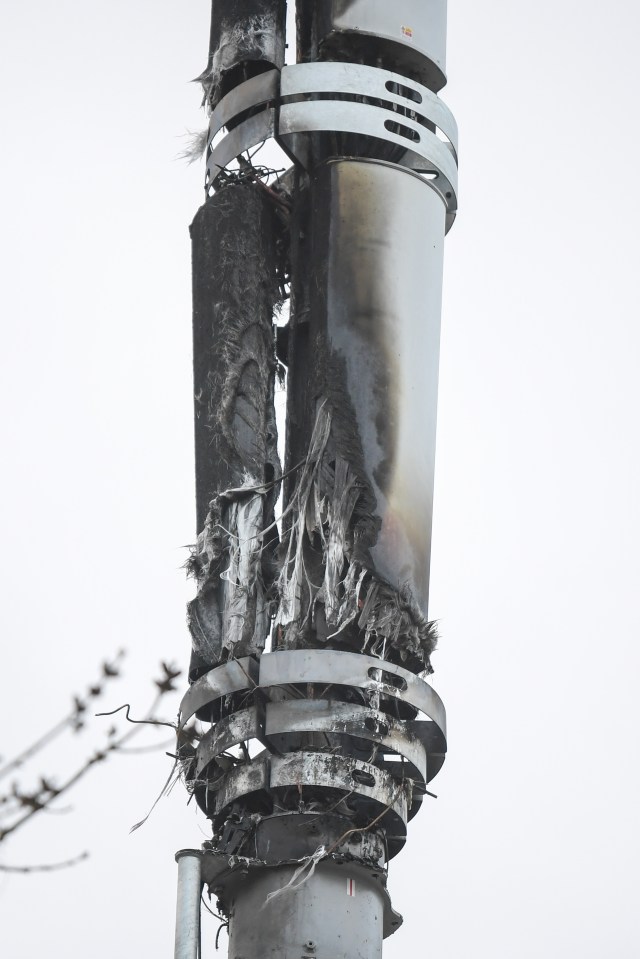  This mast was set alight in Birmingham, UK