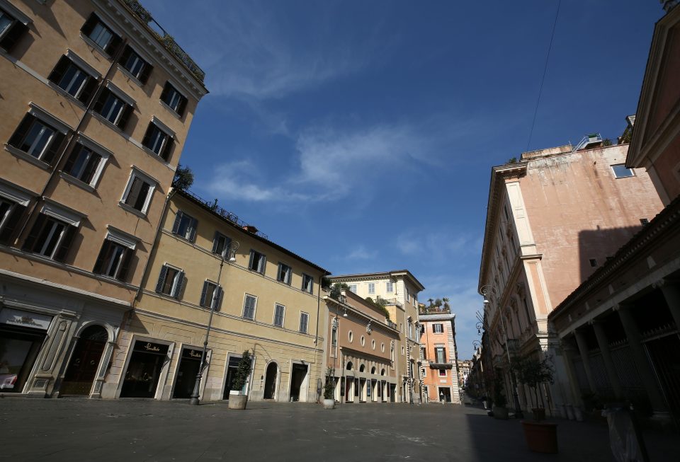  The empty Piazza San Lorenzo in Rome yesterday