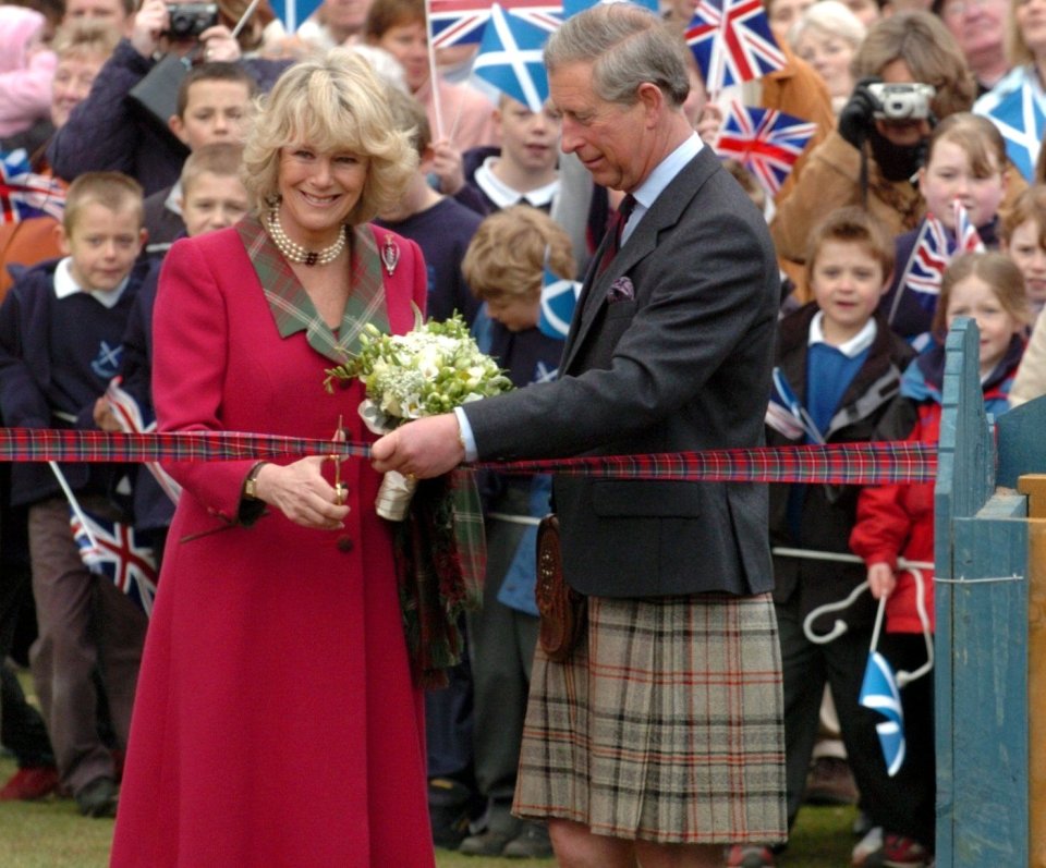  On their honeymoon in the Highlands, the couple cut a ribbon to open a children’s playground in Ballater, near Balmoral