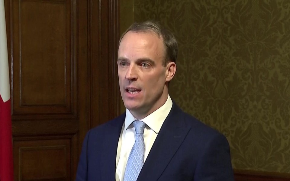 Dominic Raab said this evening Boris Johnson is in “safe hands” and hailed a “team spirit” in government as he took charge