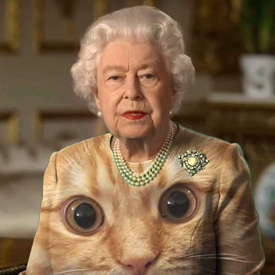 Of course the Queen would be given a cat-themed makeover 