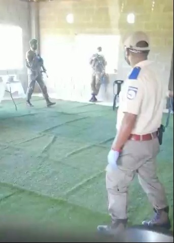  Cops with guns patrol the wedding tent as they arrested all guests, the pastor and the couple