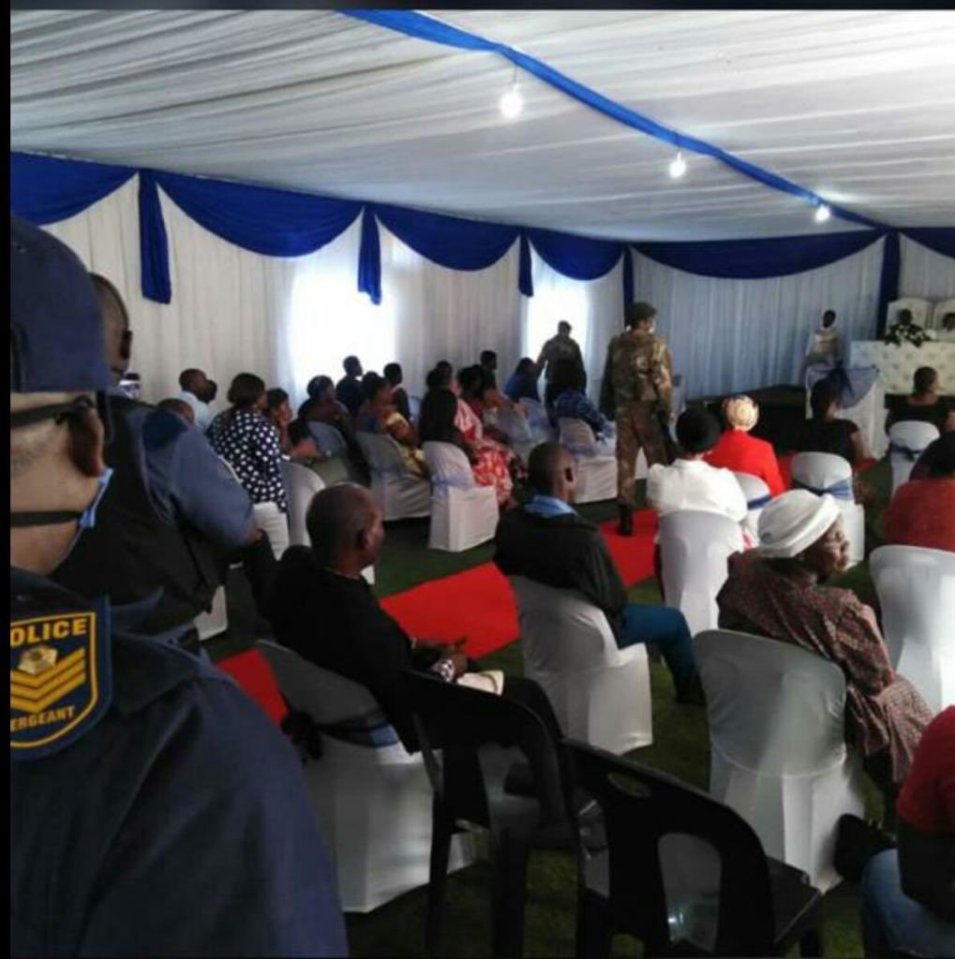  Armed police wearing masks in at the wedding in eMpangeni, South Africa