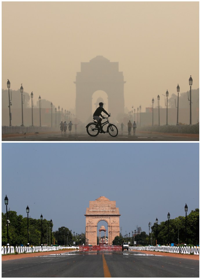 Improving air quality means the India Gate war memorial in New Delhi can be seen clearly compared to before the pandemic