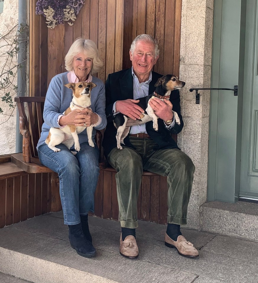 Camilla and Prince Charles posed with their two dogs, Beth and Bluebell, earlier this month