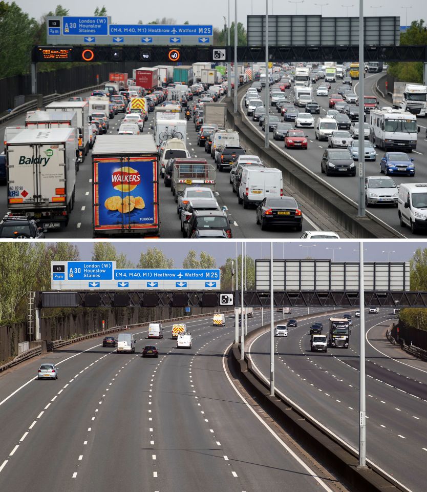 Before and after. The M25 between junction 11 and 12