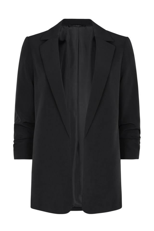  Create a deadly look with this long black blazer from Tesco