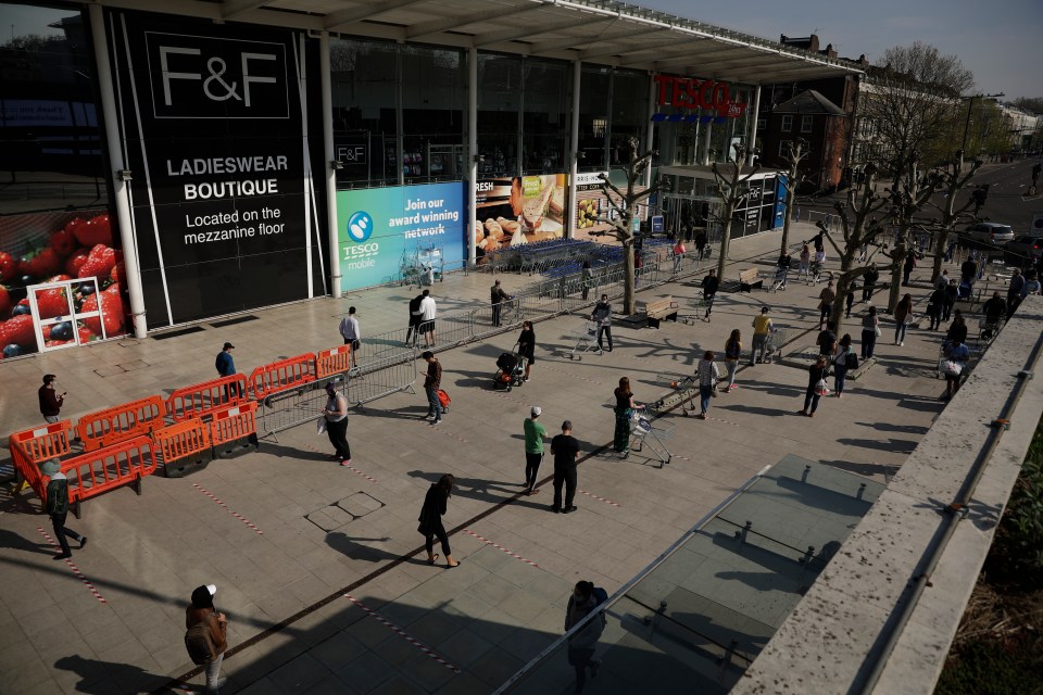  Shoppers have also been pictured queueing outside Tesco in west London this morning