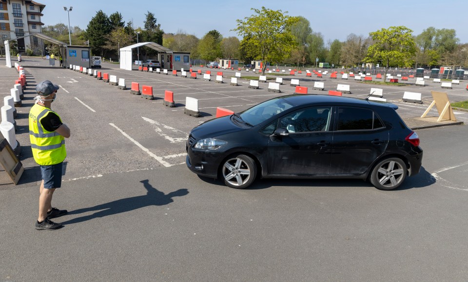  The Chessington testing centre booths stood quiet after the morning rush of 30 NHS staff