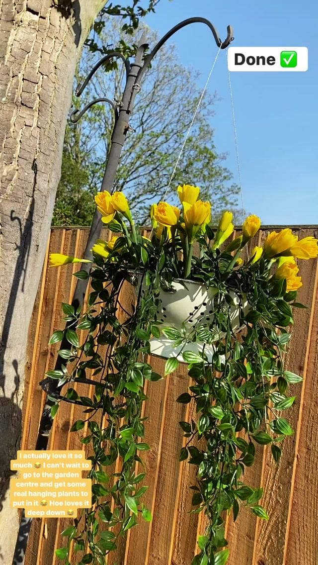 Stacey Solomon revealed her hanging flower pot she'd created using an unused kitchen colander