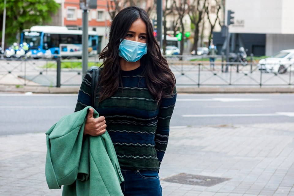 A woman in Madrid wears a mask as the lockdown began to be lifted