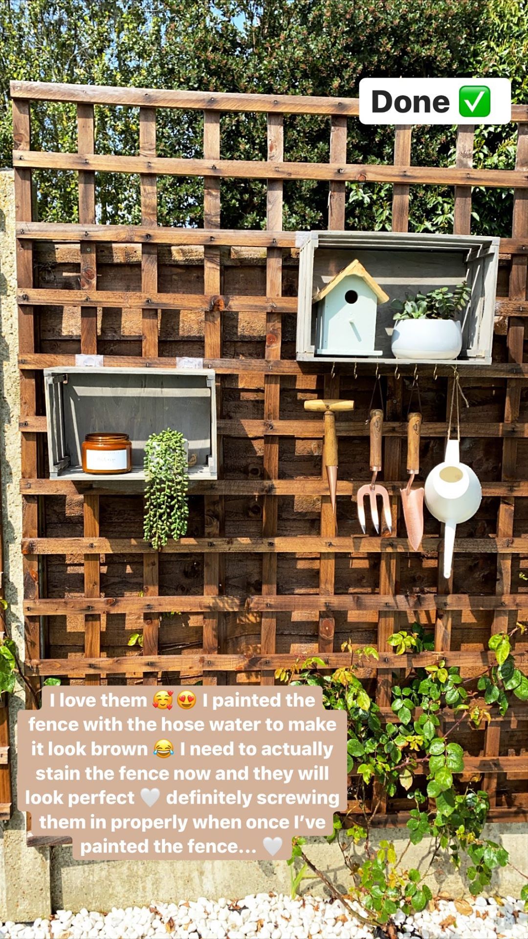 Stacey Solomon showed how easy it is to make stunning garden shelves using old crates