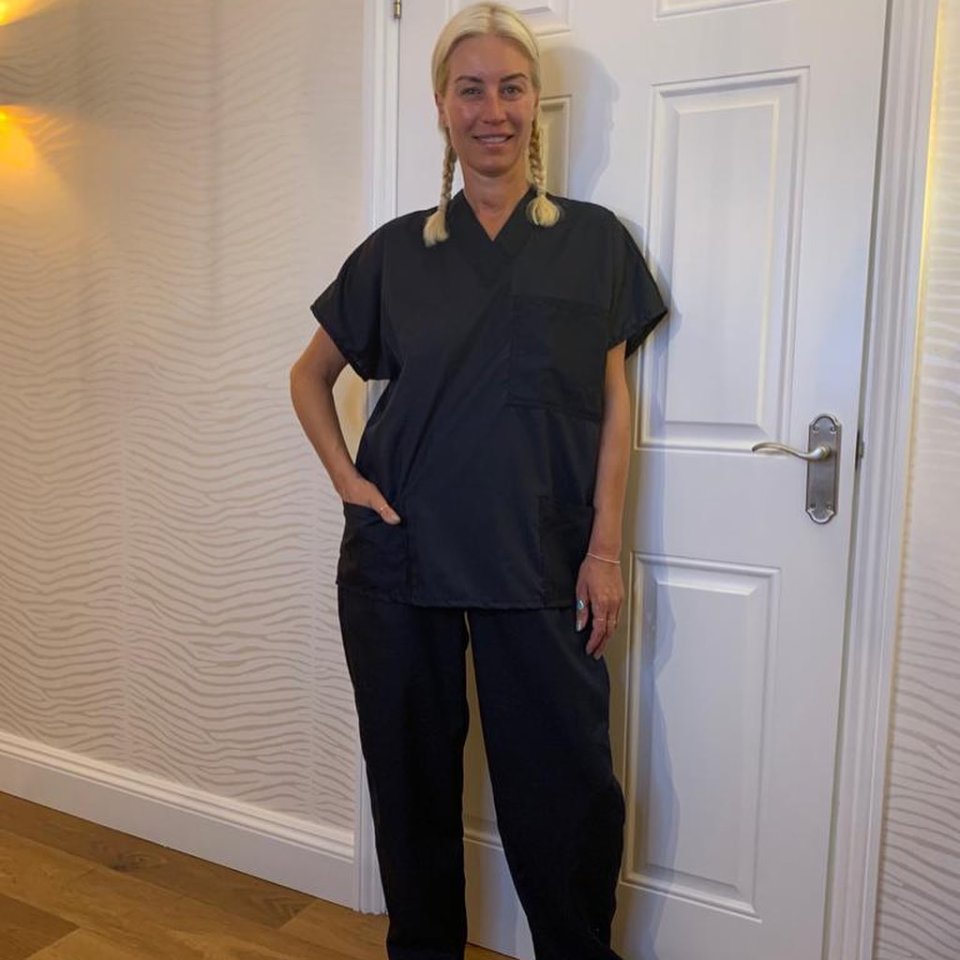  The TV star modelled the scrubs to be used in Essex hospitals