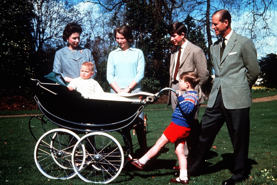  The Queen with the Duke of Edinburgh and their children, left to right, baby Prince Edward, Princess Anne, Prince Andrew and Prince Charles, on her 39th birthday