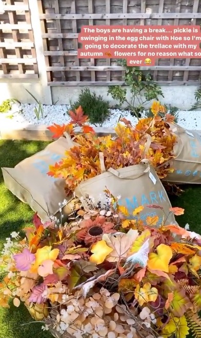 Stacey dug the autumn decorations out of the shed