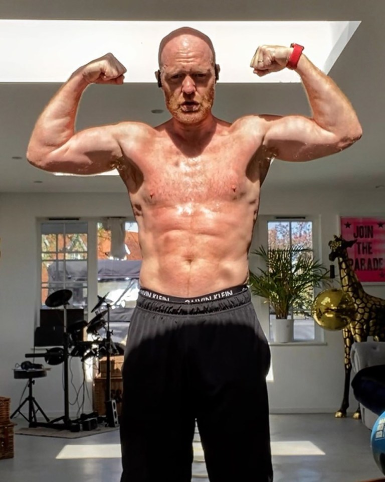  Jake Wood showed off his abs as he flexed his muscles