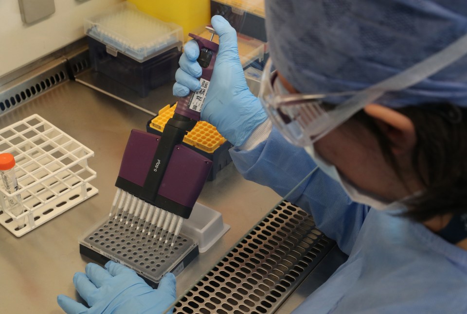 Technicians during the opening of the new Covid-19 testing lab at Queen Elizabeth University Hospital, Glasgow