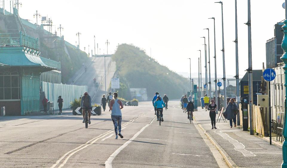  People followed social distancing rules while exercising in Brighton this morning