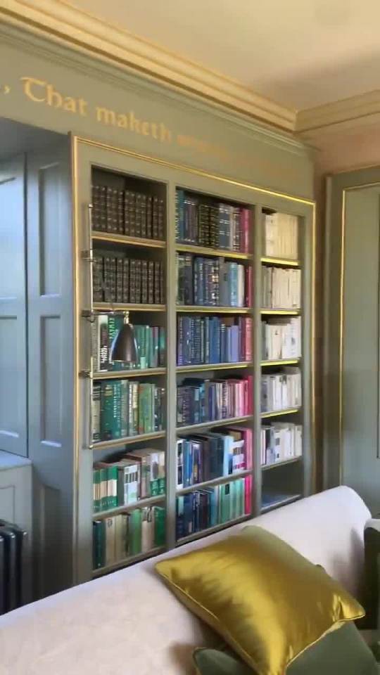  Just like Hogwarts’ school library, Jo’s books are arranged on floor to ceiling shelves in a grand wood-panelled room