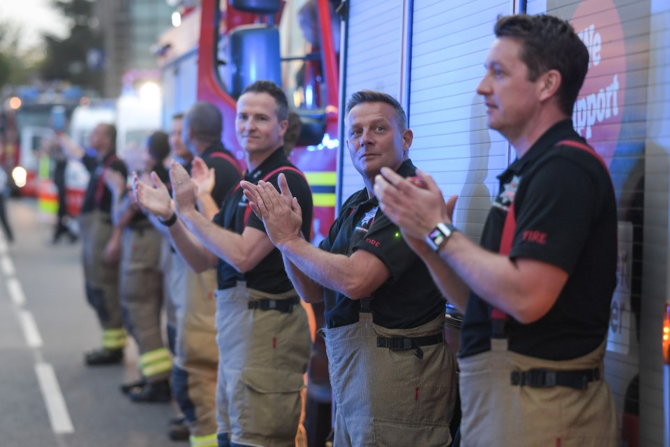 Firefighters were out in force to show their appreciation for carers and the NHS at the Queen Elizabeth Hospital in Birmingham