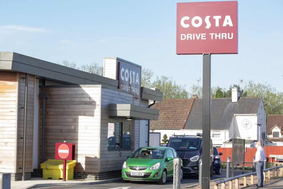  Brits were queuing outside a Costa drive-thru in Mansfield this morning