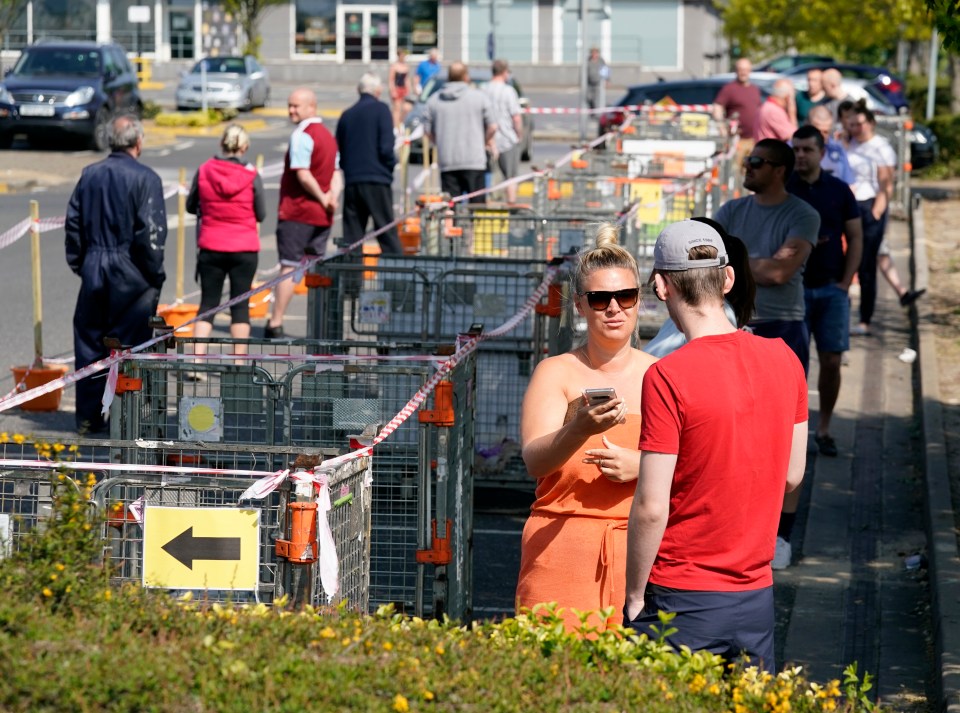  Hundreds of shoppers were patiently queuing outside the B&Q store in Basildon today