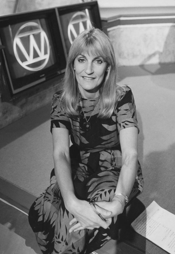  Television presenter Lynn Faulds Wood pictured on the set of the show 'Watchdog', in 1985