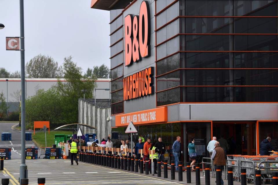  Shoppers are seen outside a B&Q in Stoke-on-Trent, Staffordshire