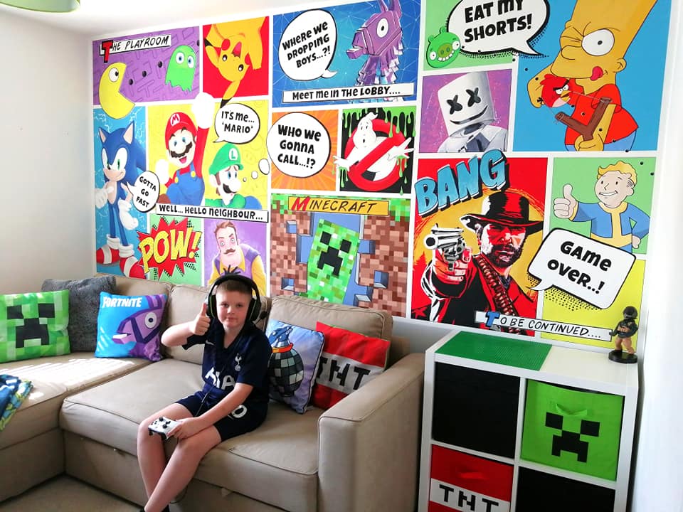 Hollie's 10-year-old son Taylor loves his new games room