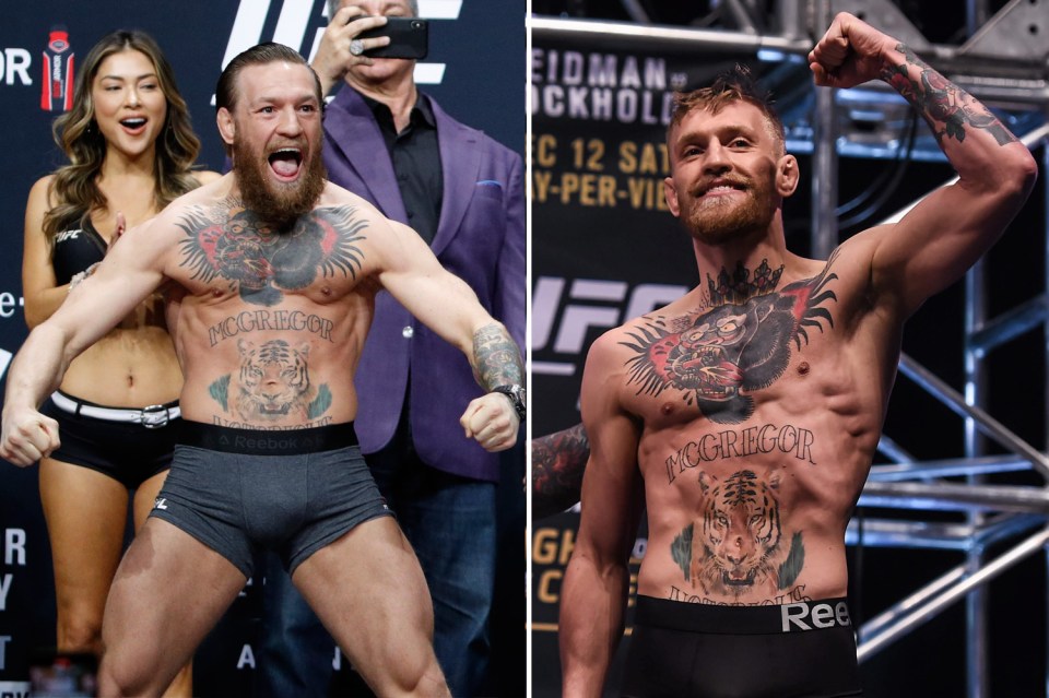  McGregor cut a totally different body shape after he piled on muscle mass during his move to welterweight