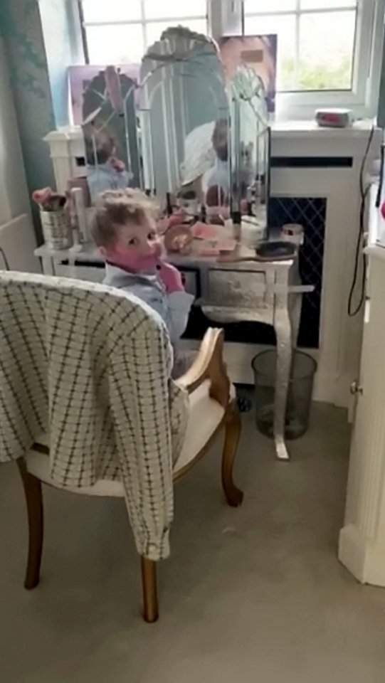  Priscilla went to check on her son and found him in her bedroom in Leeds, Yorkshire, sat on her make-up chair