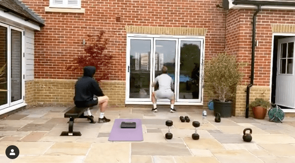  The father and son often work out together in the garden