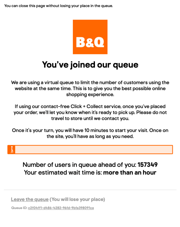 B&Q waiting page